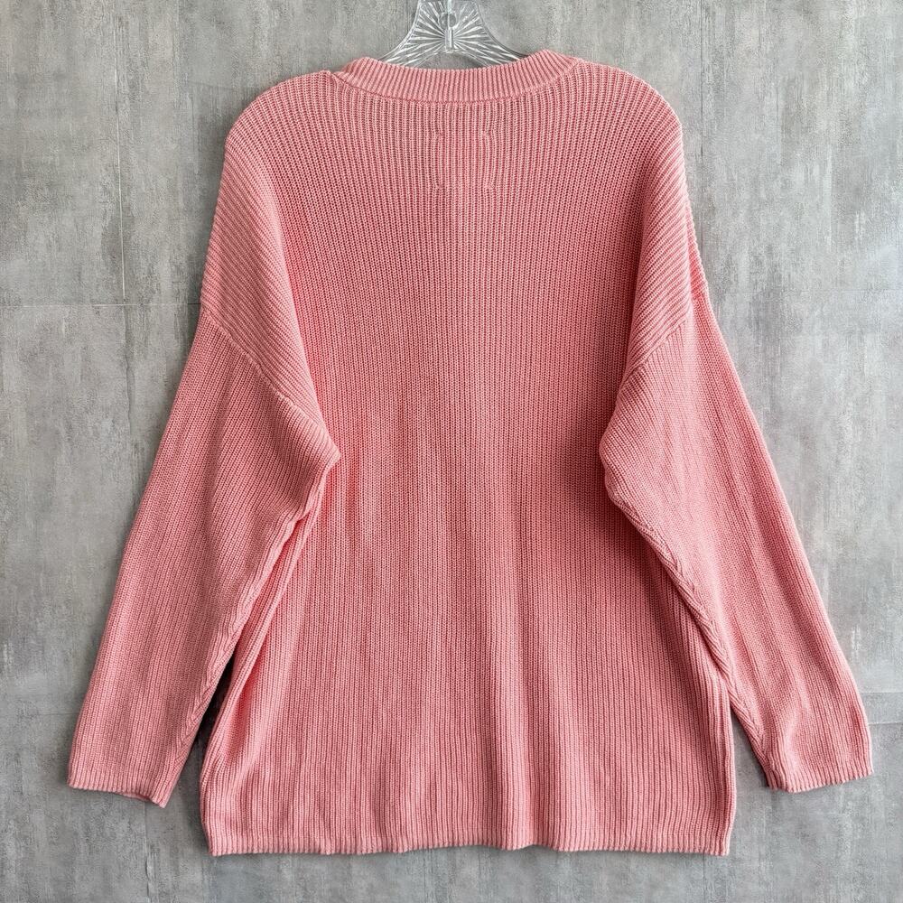 Aerie Knit Oversized Sweater Womens M Pink Cotton Soft 1/2 button Henley Ribbed - Picture 2 of 13
